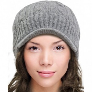 Newsboy Caps Women's Soft & Warm Velour Lined Cable Knit Visor Cap Hat - Light Gray - CS186OOQA3G $46.85