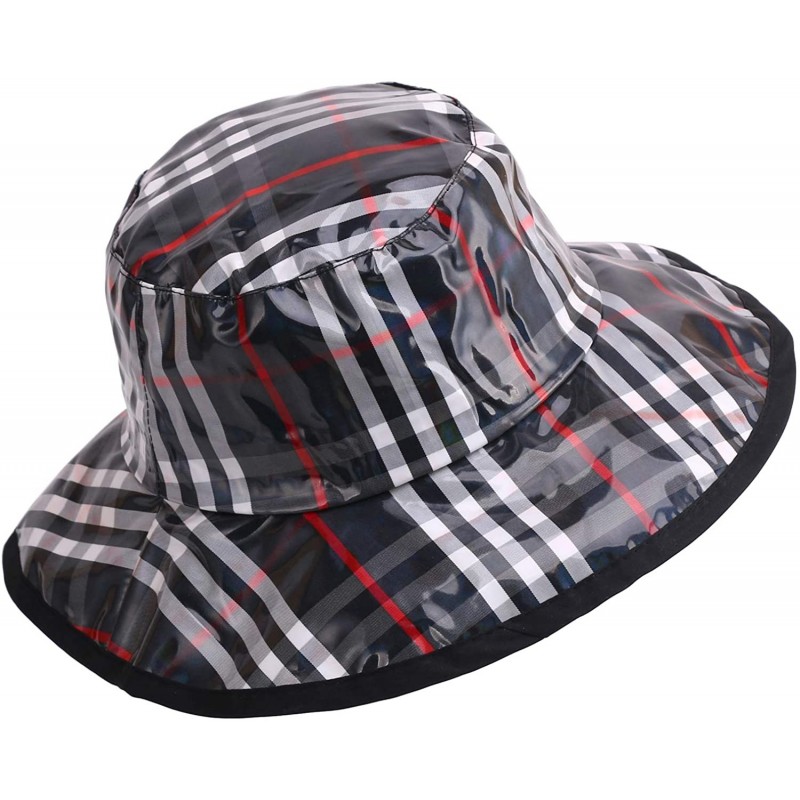 Rain Hats Women's Rain Hats Waterproof Rain Hat Wide Brim Bucket Hat Rain Cap - Black Stripe - CW18LX47X3O $30.57