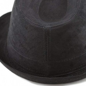 Fedoras Faux Suede Wool Blend Trilby Fedora Hats - Black - CA18774NK3I $27.95