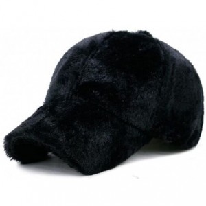Bucket Hats Women Furry Baseball Cap Ladies Fashion Winter Warm Casual Hats - Black - CM1873I45S0 $31.77
