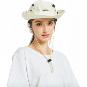 Sun Hats Unisex Summer Sun Hat Wide Brim UV Protection Mesh Bucket Cap Adjustable Fishing Cap - Beige - CM18RZ9Y8UH $22.38