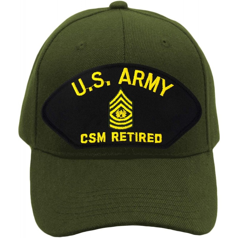 Baseball Caps US Army - CSM Retired Hat/Ballcap Adjustable One Size Fits Most - Olive Green - CT18OQ29TNZ $44.18