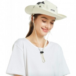 Sun Hats Unisex Summer Sun Hat Wide Brim UV Protection Mesh Bucket Cap Adjustable Fishing Cap - Beige - CM18RZ9Y8UH $19.52