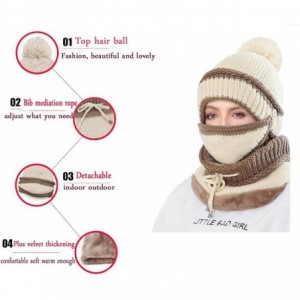 Skullies & Beanies Winter Hat Beanie with Mask Soft Scarf Pack of 3 Women's Knit Beanie Warm Caps - Creamy White - CR18KC0EMX...