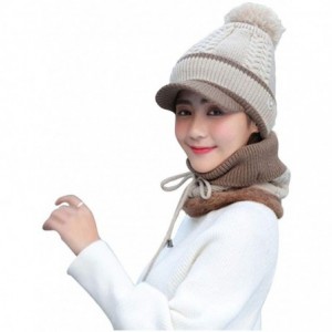 Skullies & Beanies Winter Hat Beanie with Mask Soft Scarf Pack of 3 Women's Knit Beanie Warm Caps - Creamy White - CR18KC0EMX...