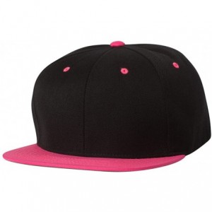 Baseball Caps 6-Panel Structured Flat Visor Classic Snapback (6089) - Black/Neon Pink - CN11NANF9ZB $22.25