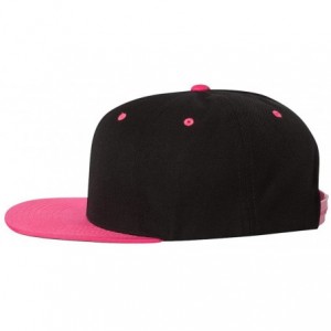Baseball Caps 6-Panel Structured Flat Visor Classic Snapback (6089) - Black/Neon Pink - CN11NANF9ZB $19.40