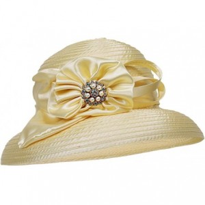 Sun Hats Lady Church Kentucky Derby Sun Hat Wedding Tea Party Dress Bowler Hat - Yellow - CE194KUKZRG $35.48