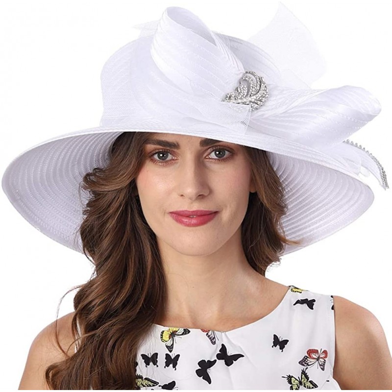 Bucket Hats Church Kentucky Derby Dress Hats for Women - Sd712-white - CZ1966KD903 $70.01