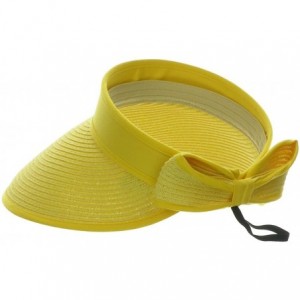 Sun Hats Women's Wide Brim Straw Roll Up Sun Visor Hat Cap - Yellow - CK11YM2QLLL $30.64