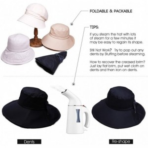 Bucket Hats Womens UPF50 Cotton Packable Sun Hats w/Chin Cord Wide Brim Stylish 54-60CM - 69038_beige - CA196AEI46R $44.39