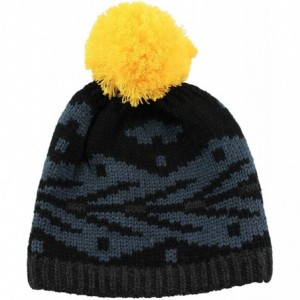 Berets Multi Color Pom Pom Crochet Thick Knit Slouchy Beanie Beret Winter Ski Hat - Arrow Black - CI12C3JBCAX $19.49