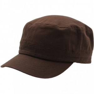 Baseball Caps Cadet Army Cap - Military Cotton Hat - Dark Brown - CK12GW5UV8T $22.15