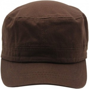 Baseball Caps Cadet Army Cap - Military Cotton Hat - Dark Brown - CK12GW5UV8T $19.51