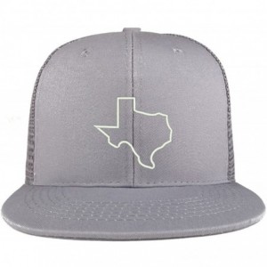 Baseball Caps Texas State Outline Embroidered Cotton Flat Bill Mesh Back Trucker Cap - Grey - C3185YNSUHD $33.13