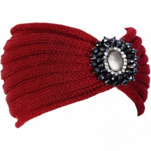 Cold Weather Headbands Crochet Jewel Winter Headband Ear Warmer - Wide Burgundy - C612N1DAP50 $22.04