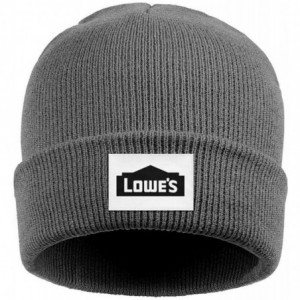 Skullies & Beanies Custom Men Beanie Hats Lowe's-Logo- Winter Fine Knit Cap - Gray-36 - CR18O4CDS0R $32.13