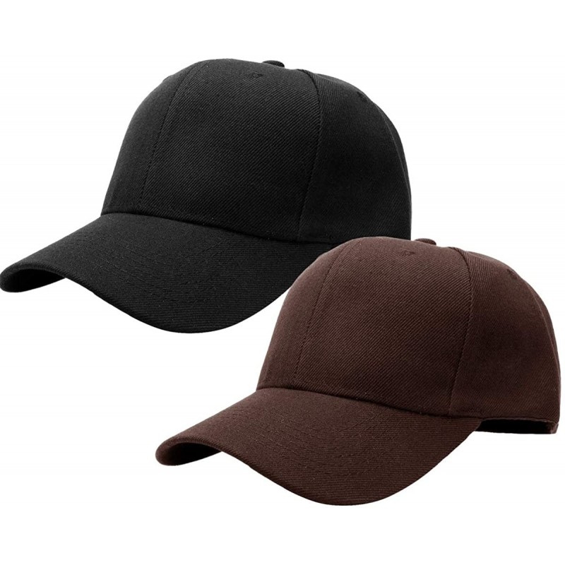 Baseball Caps 2pcs Baseball Cap for Men Women Adjustable Size Perfect for Outdoor Activities - Black/Brown - CC195D2GKN7 $22.63