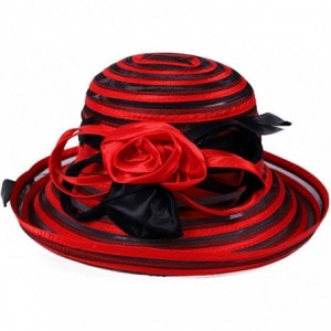 Sun Hats Sweet Cute Cloche Oaks Church Dress Bowler Derby Wedding Hat Party S606-A - Red/Black - C912DFSH9Q3 $32.69