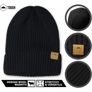 Skullies & Beanies Winter Beanie Knit Hats for Men & Women - Cold Weather Stylish Toboggan Skull Cap - Merino Wool - Black - ...