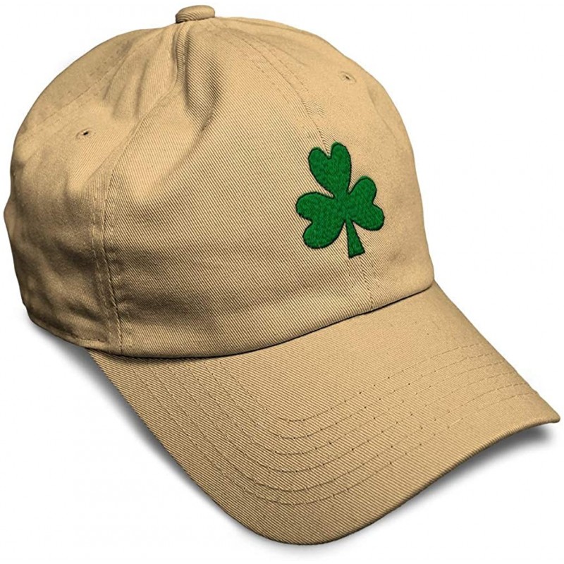 Baseball Caps Custom Soft Baseball Cap Shamrock Embroidery Dad Hats for Men & Women - Khaki - CB18SMMGHUW $19.60