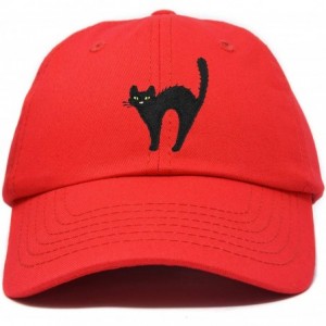 Baseball Caps Black Cat Hat Womens Halloween Baseball Cap - Red - CD18Z53EX0Z $23.44