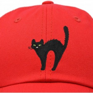 Baseball Caps Black Cat Hat Womens Halloween Baseball Cap - Red - CD18Z53EX0Z $25.05