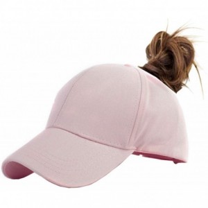 Baseball Caps Women Cotton Ponytail Baseball Cap Messy Bun Cap(Without Hair) - Pink_and_white - CA18NIU0ZCQ $28.32