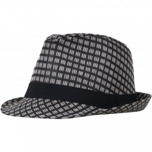 Fedoras Unisex Summer Straw Structured Fedora Hat w/Cloth Band - Black2 - C6189ZIX56L $29.33