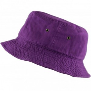 Bucket Hats Unisex 100% Cotton Packable Summer Travel Bucket Beach Sun Hat - Purple - CI17WUK0DKX $21.18