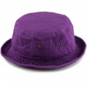 Bucket Hats Unisex 100% Cotton Packable Summer Travel Bucket Beach Sun Hat - Purple - CI17WUK0DKX $20.10