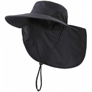 Sun Hats Outdoor UPF50+ Sun Hat Wide Brim Mesh Fishing Hat with Neck Flap - Black - C818OT36HYC $27.37