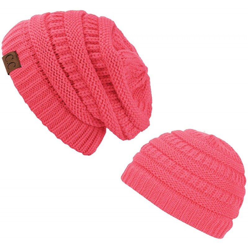 Skullies & Beanies Mommy/Daughter Soft Beanie Combo - Candy Pink - C2193QG4T0Q $29.71