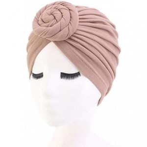 Skullies & Beanies Women's Autumn Winter Knotted Hat Wrap Cap India's Hat Turban Headwear - Khaki/Navy/Black-3pcs - CM18YOCR2...