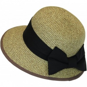 Sun Hats Straw Packable Sun Hat - Wide Front Brim and Smaller Back - Brown - CW12HLKVUGV $34.40