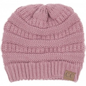 Skullies & Beanies Trendy Warm Chunky Soft Stretch Cable Knit Beanie Skull Cap Hat - Mauve - CG185R3WYSU $18.79