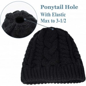 Skullies & Beanies Women Ponytail Mess Bun Beanie Tail Hat Winter Solid Ribbed Hat - C-black - C218K5X5XHM $18.74
