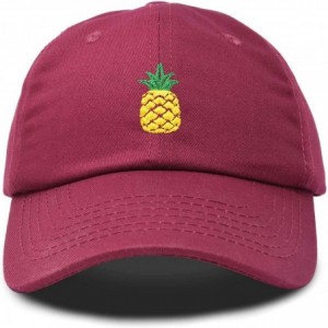 Baseball Caps Pineapple Hat Unstructured Cotton Baseball Cap - Maroon - CV180SZ8CWD $23.10