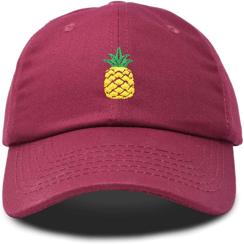 Baseball Caps Pineapple Hat Unstructured Cotton Baseball Cap - Maroon - CV180SZ8CWD $19.69
