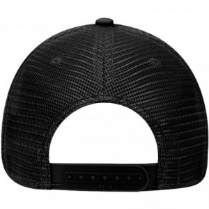 Baseball Caps Garment Washed Cotton Twill 6 Panel Low Profile Mesh Back Trucker Hat - Black - CQ180D4QS3I $21.52