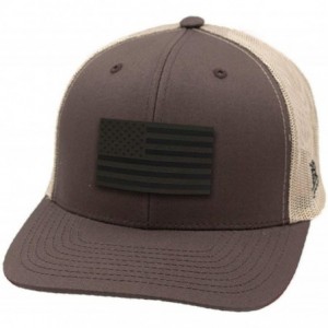 Baseball Caps USA 'Midnight Glory' Dark Leather Patch Hat Curved Trucker - One Size Fits All - Brown/Tan - CX18IGQRYT0 $79.72