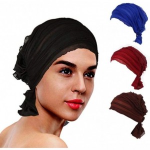 Skullies & Beanies Women Turban Ruffle Chemo Slip-on Cancer Scarf Stretch Cap Headwear for Hair Loss - CG18UNANQXO $28.96
