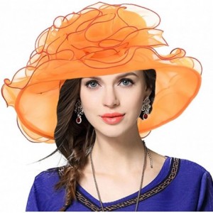 Sun Hats Womens Kentucky Derby Church Dress Bridal Wedding Floral Tea Party Hat (Orange) - CK17WYXYH26 $36.78