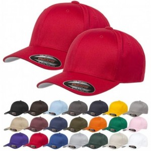 Baseball Caps Set of 2- Flexfit Red Cap Athletic Baseball Stretch Fitted Hat Men Ballcap 6 Panels Elastic Closure(Small/Mediu...