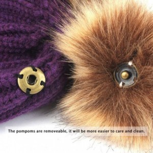 Skullies & Beanies Winter Women's Winter Knit Wool Beanie Hat with Double Faux Fur Pom Pom Ears - Purple - CU18I30OE70 $33.02