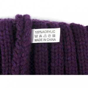 Skullies & Beanies Winter Women's Winter Knit Wool Beanie Hat with Double Faux Fur Pom Pom Ears - Purple - CU18I30OE70 $33.02