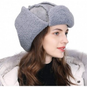 Skullies & Beanies Ladies Earflap Trapper Hat Faux Fur Hunting Hat Fleece Lined Thick Knitted - 00781_gray - CJ18YR2YU49 $42.77