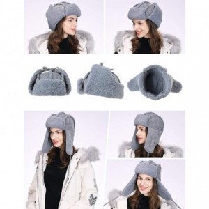 Skullies & Beanies Ladies Earflap Trapper Hat Faux Fur Hunting Hat Fleece Lined Thick Knitted - 00781_gray - CJ18YR2YU49 $42.77