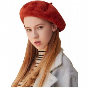 Skullies & Beanies Berets for Women Hat Velvet Adjustable Thick French Style - Red - C418I2SN8OL $24.48