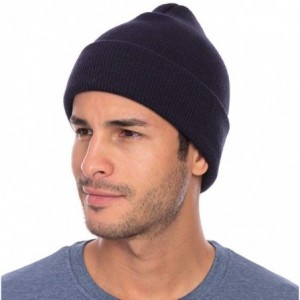 Skullies & Beanies Warm Winter Beanies Hat Cap for Men Women Toboggan Cuffed Knit Slouch - Navy - CY18KREXHH4 $18.49